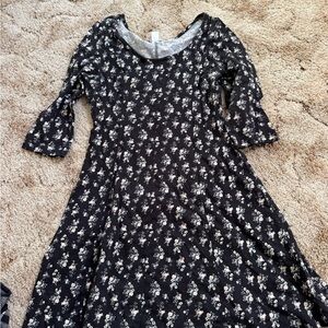 Joe Boxer Black and White Floral Midi Dress